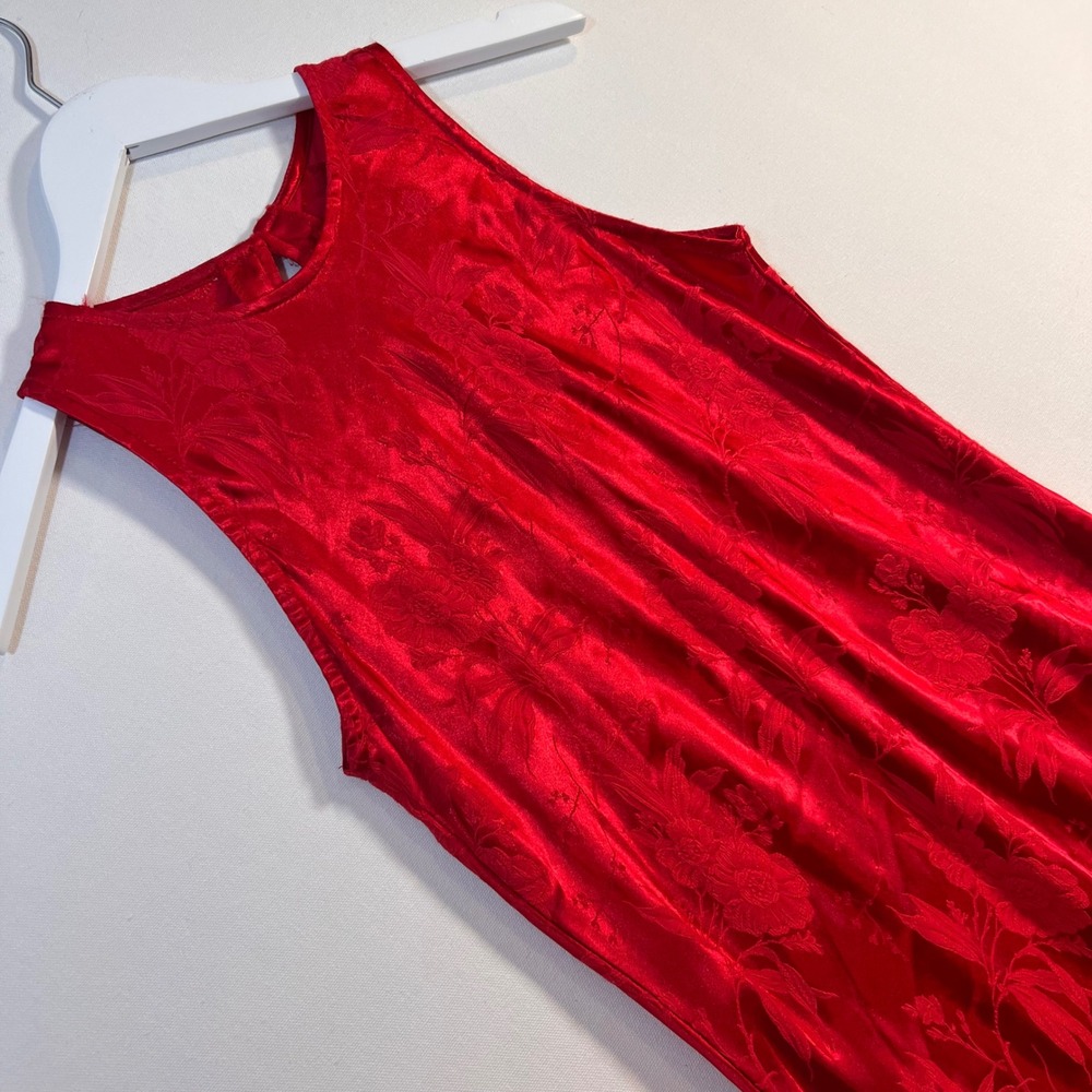 All That Jazz Dress Women S Red Rayon Satin Floral Jacquard Vintage Mini Dress